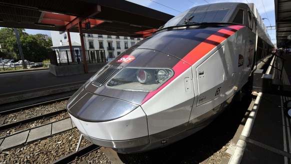 Le fameux Train a Grande Vitesse (TGV) experience photographie a l&#039;occasion de ses 30 ans du TGV, SNCF, en partenariat avec CFF et TGV Lyria, qui offre au public de la region genevoise et de Suis ...