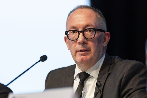 epa12630269 Nicolas Feraud, Mayor of Crans-Montana speaks at a press conference of the Crans-Montana Municipal Council following the tragic events of New Year's Eve in Crans-Montana, Switzerland, ...