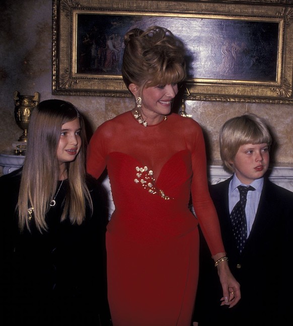 NEW YORK CITY - OCTOBER 25: (L-R) Ivanka Trump, Ivana Trump and Eric Trump attend &quot;A Novel Affair&quot; Benefit for Muscular Dystrophy on October 25, 1993 at Trump Tower in New York City. (Photo  ...
