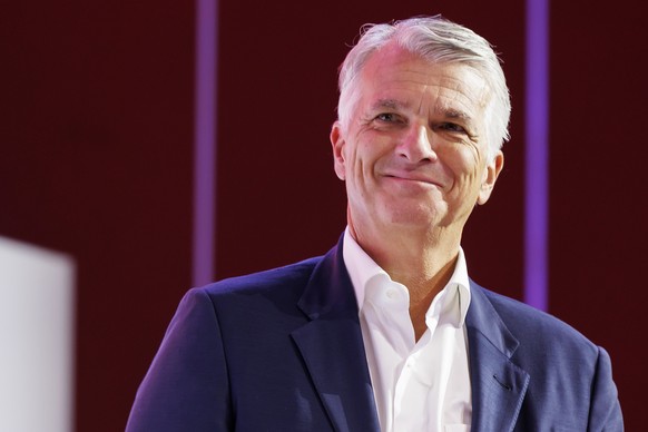 Group Chief Executive Officer of Swiss Bank UBS Sergio Ermotti talks at the panel &quot;In conversation with UBS CEO,Sergio Ermotti&quot;, during the Building Bridges Summit, at the CICG in Geneva, Sw ...