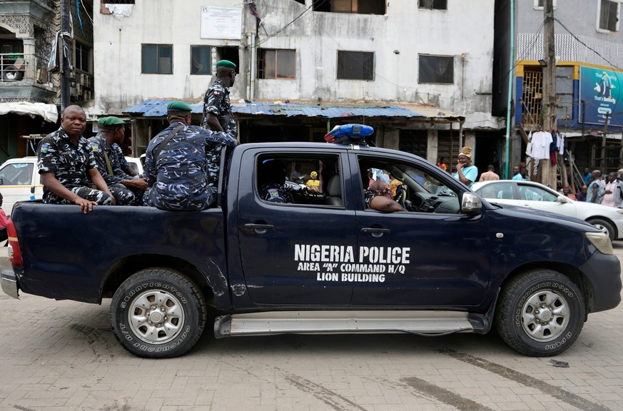 FILE - Police officers patrol during the gubernatorial and state Assembly elections in Lagos, Nigeria, Saturday, March 18, 2023. (AP Photo/Sunday Alamba, file)
Nigeria Attacks