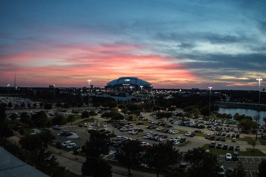 21 SEP 2016: The At&amp;T Stadium across the parking lot during the game between the Texas Rangers and the Los Angeles Angels at Globe Life Park in Arlington, Texas. The Angels beat the Rangers 5-4. ( ...