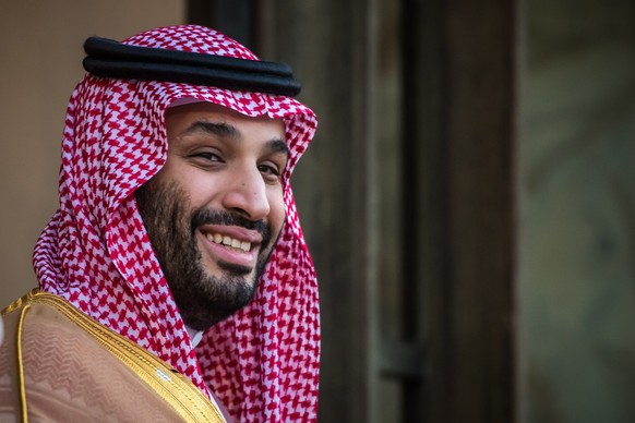 epa10096334 Crown Prince, Mohammed Bin Salman Bin Abdulaziz Al-Saud, Vice President of the Council of Ministers of Defence of the Kingdom of Saudi Arabia, arrives for a work dinner with French Preside ...