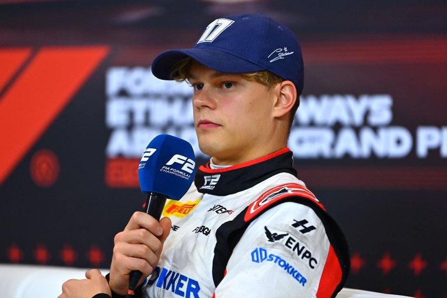 ABU DHABI, UNITED ARAB EMIRATES - DECEMBER 06: Third placed qualifier Paul Aron of Estonia and Hitech Pulse-Eight (17) attends the press conference after qualifying ahead of Round 14 Yas Island of the ...