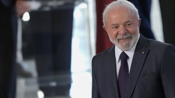 FILE - Brazil&#039;s President Luiz Inacio Lula da Silva attends a military promotion ceremony, in Brasilia, Brazil, Tuesday, April 4, 2023. Brazil&#039;s President flew off to China on Tuesday to str ...