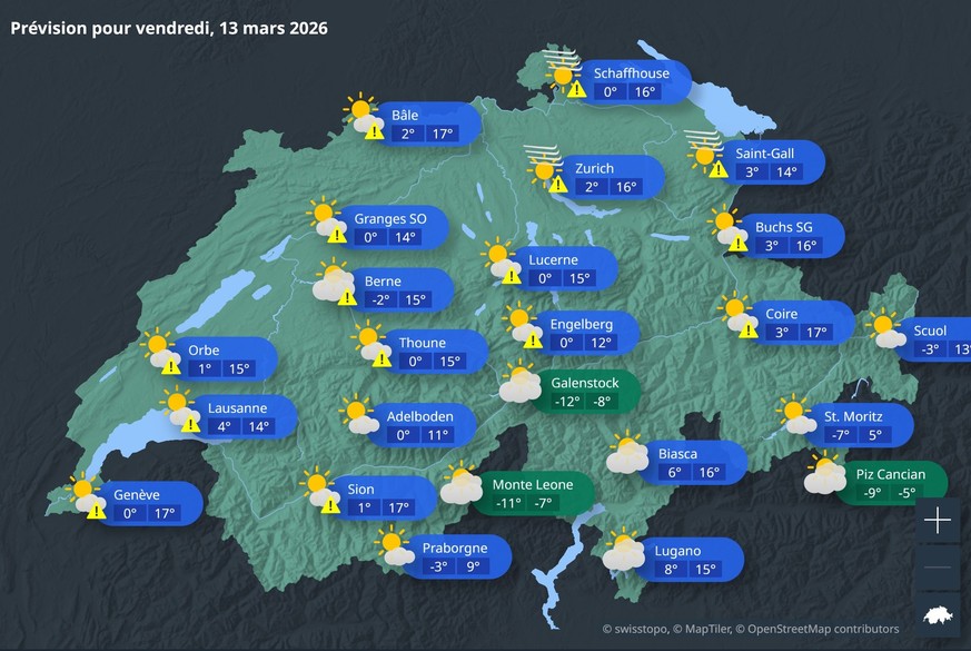 Le soleil devrait régner en Suisse vendredi, particulièrement en plaine.