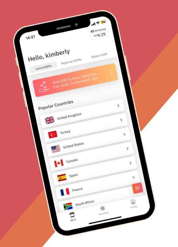 Utilisez facilement une carte SIM numérique dans plus de 200 pays.