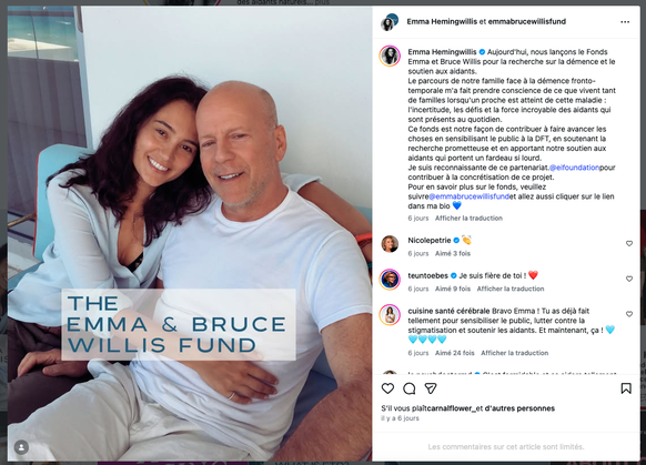 Sa femme crée la fondation «Emma &amp;amp; Bruce Willis»
