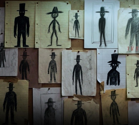 La silhouette au chapeau également une des figure du fameux Croc Mitaine qui s'en prend aux enfants.