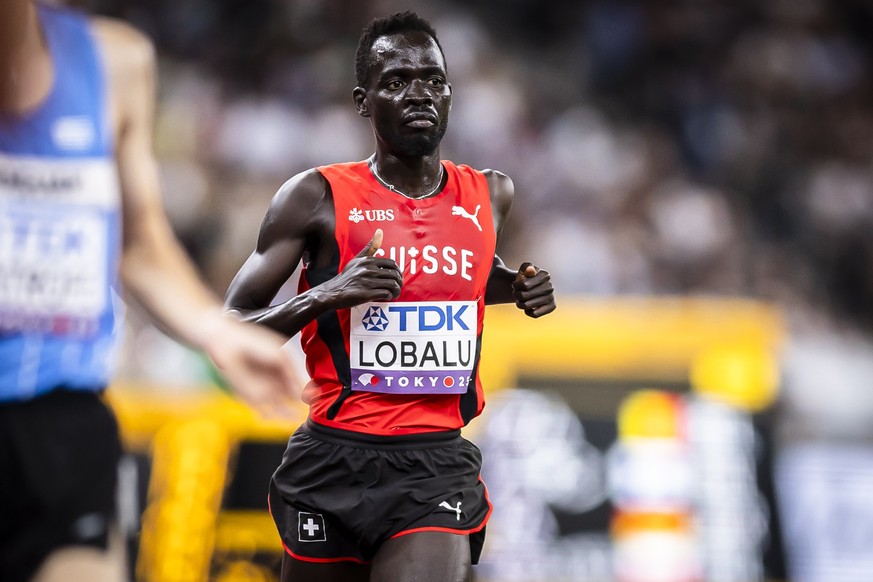 Dominic Lobalu of Switzerland competes in the men's 5000 meters preliminary round heat on day seven of the World Athletics Championships Tokyo 2025 at the National Stadium on Friday, September 19 ...
