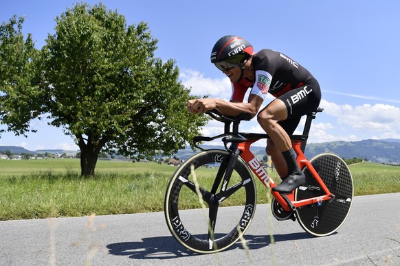 Greg Van Avermaet from Belgium of Bmc Racing Team in action during the prologue, a 6 km race against the clock, with start and finish in Cham, Switzerland, at the 81st Tour de Suisse UCI ProTour cycli ...