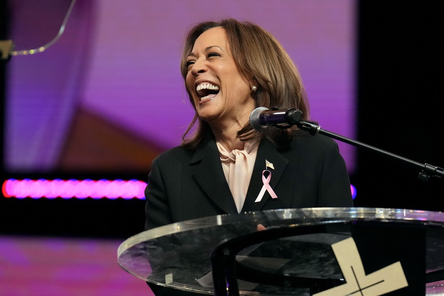 Democratic presidential nominee Vice President Kamala Harris speaks at a church service at New Birth Baptist Church in Stonecrest, Ga., Sunday, Oct. 20, 2024. (AP Photo/Jacquelyn Martin)
Kamala Harris