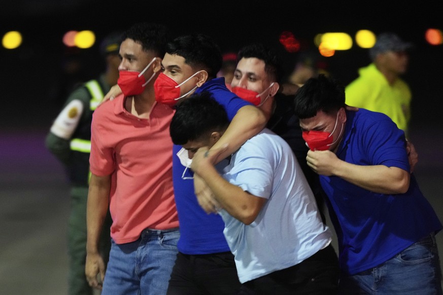 Migrants deported months ago by the United States to El Salvador under the Trump administration&#039;s immigration crackdown arrive at Simon Bol