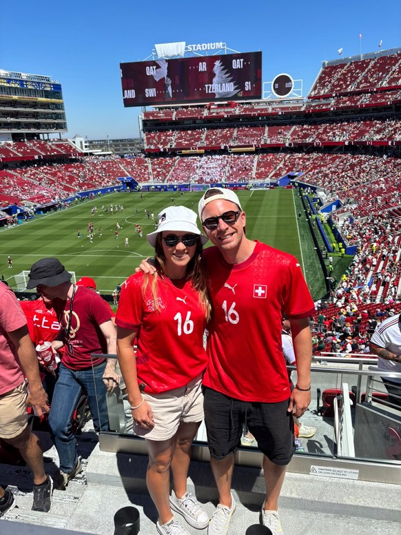 Sandrine et son mari Quentin, à San Francisco, pour assister à Suisse-Qatar dans le cadre du Mondial