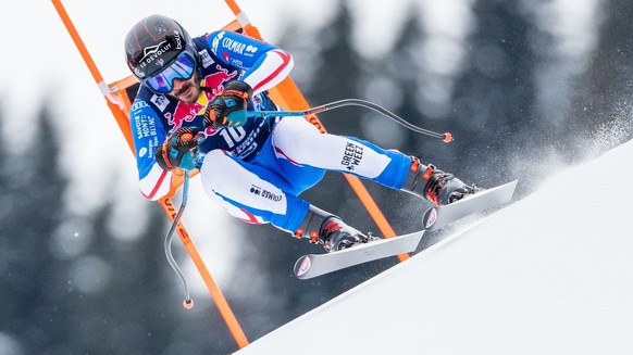 ABD0080_20240117 - KITZBÜHEL - ÖSTERREICH: Cyprien Sarrazin (FRA) während dem 2. Training am Mittwoch, 17. Jänner 2024, auf der Streif in Kitzbühel. - FOTO: APA/GEORG HOCHMUTH