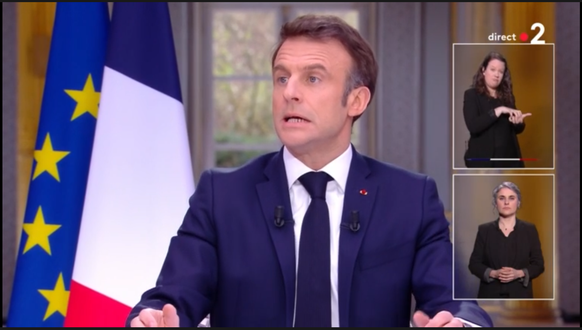 Emmanuel Macron en direct dans le 13 Heures de France 2 et TF1 au sujet de la réforme des retraites.