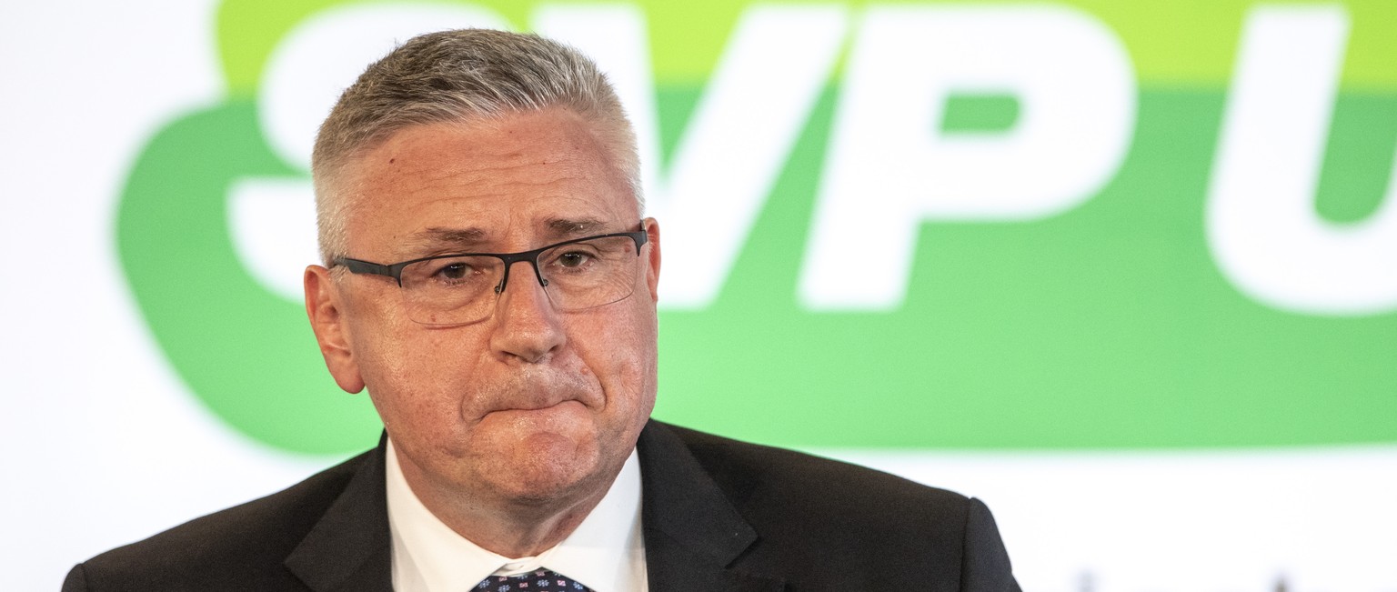 SVP Nationalrat Andreas Glarner, anlaesslich einer Delegiertenversammlung der SVP vom Samstag, 1. Juli 2023 in Kuessnacht am Rigi. (KEYSTONE/Urs Flueeler).