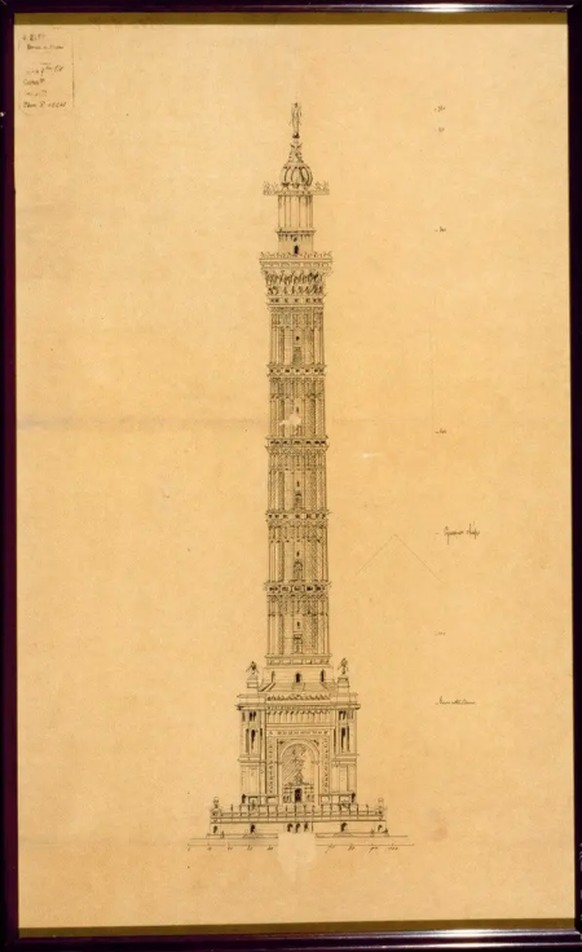 La «colonne soleil» esquissée par Jules Bourdais.