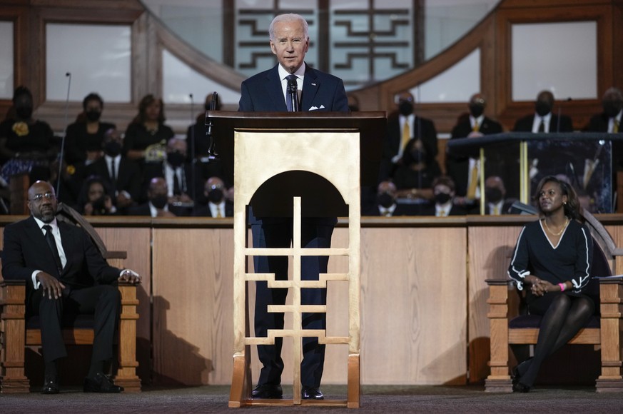 Le président Joe Biden à l'église baptiste Ebenezer d'Atlanta, lors d'un service en l'honneur de Martin Luther King Jr.