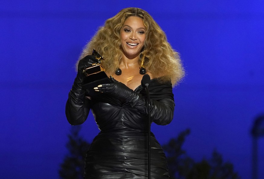 FILE - Beyonce accepts the award for best R&amp;B performance for &quot;Black Parade&quot; at the 63rd annual Grammy Awards on March 14, 2021. The singer turns 41 on Sept. 4. (AP Photo/Chris Pizzello, ...