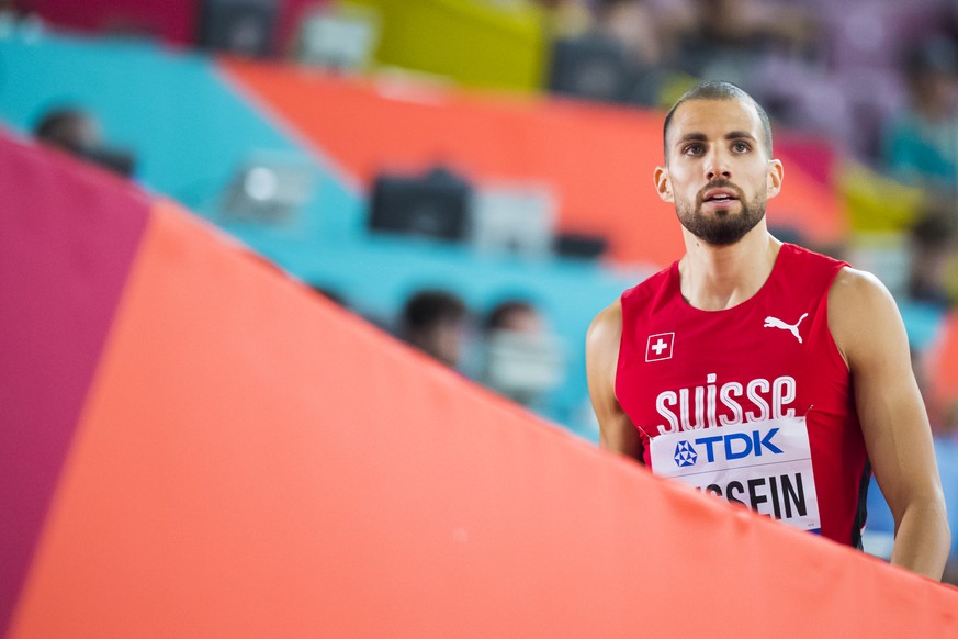 ZUR SPERRUNG VON KARIEM HUSSEIN STELLEN WIR IHNEN FOLGENDES BILD ZUR VERFUEGUNG - Kariem Hussein from Switzerland reacts during the 400 meters hurdles men qualification round at the IAAF World Athleti ...