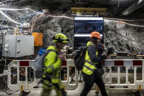 The interior of the BedrettoLab tunnel leading to the side excavation where research work is carried out. The Swiss Federal Institute of Technology Zurich (ETH) has built a 120-meter-long side tunnel  ...
