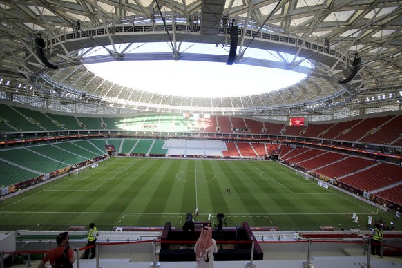 A general view of the Al Thumama Stadium is seen during official inauguration ceremony in Doha, Qatar, Friday, Oct. 22, 2021 The stadium will be one of the venueas for the World Cup 2022 in Qatar. (AP ...