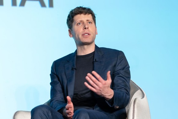 TOKYO, JAPAN - FEBRUARY 3: Open AI CEO Sam Altman speaks during a talk session with SoftBank Group CEO Masayoshi Son at an event titled "Transforming Business through AI" in Tokyo, Japan, on ...