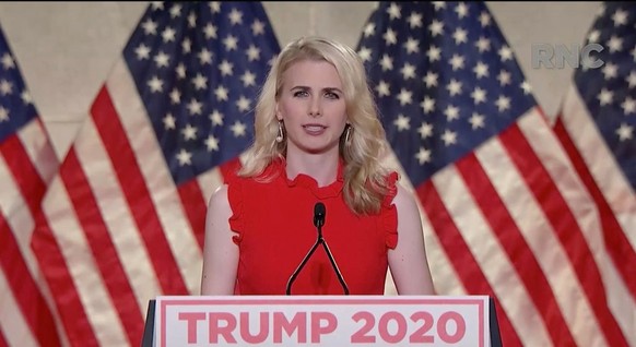 CHARLOTTE, NC - AUGUST 24: (EDITORIAL USE ONLY) In this screenshot from the RNC’s livestream of the 2020 Republican National Convention, Natalie Harp, campaign advisory board member for U.S. President ...