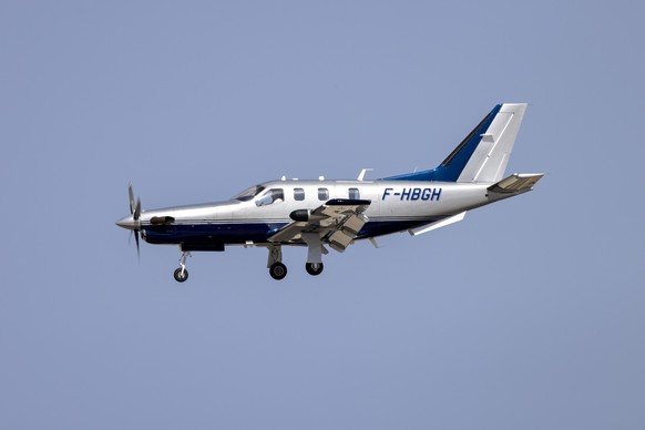 Luqa, Malta - September 8, 2022: Private Socata TBM-700 (REG: F-HBGH) coming in for landing.