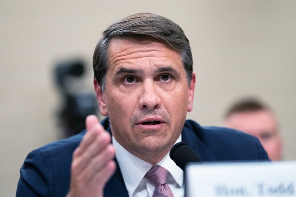 Acting Attorney General Todd Blanche testifies before the House Appropriations Committee, Tuesday, June 2, 2026 in Washington. (AP Photo/Allison Robbert)
Congress Blanche