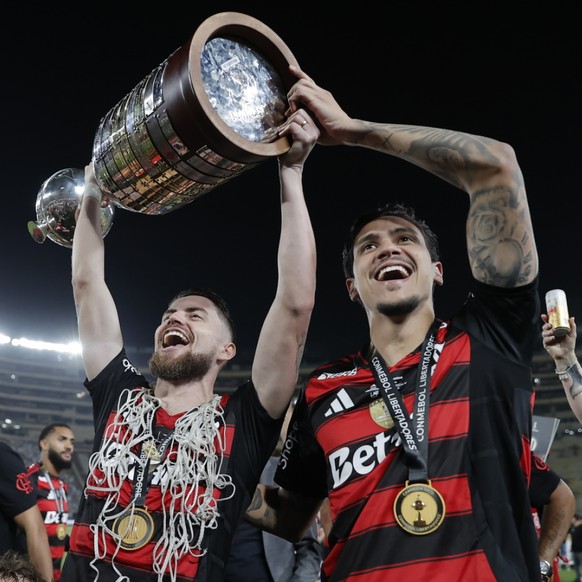 La joie des joueurs de Flamengo, qui a remporté sa 4e Copa Libertadores