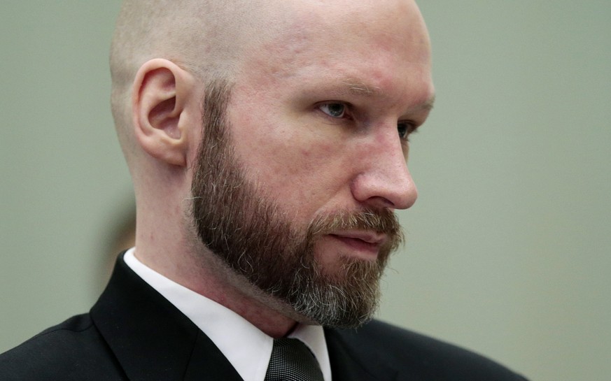 FILE - Anders Behring Breivik attends the last day of his appeal case in Borgarting Court of Appeal at Telemark prison in Skien, Norway, Jan. 18, 2017. Norwegian mass killer Anders Behring Breivik goe ...