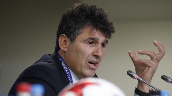 epa06051554 FIFA&#039;s Head of Refereeing Massimo Busacca attends the FIFA Confederations Cup 2017 post-group stage press conference at the Saint Petersburg stadium in St. Petersburg, Russia, 26 June ...