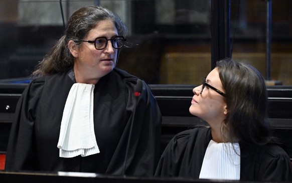 Lawyer Olivia Venet and Lawyer Eva Sierra representing the civil parties pictured during the composition of the jury for the assize trial of Sammy Djedou, at the Assize Court of Brussels Capital Provi ...