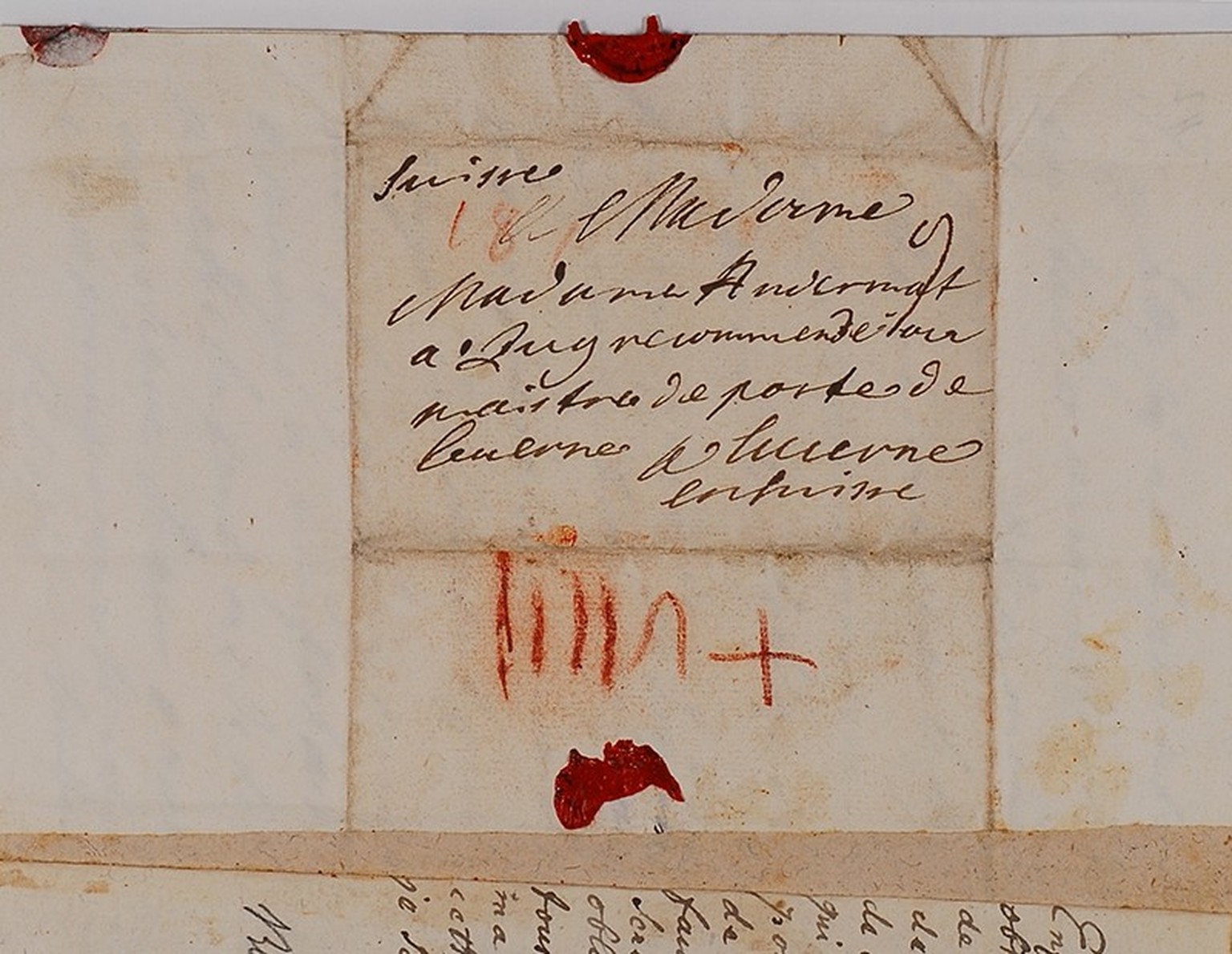 Lettre adressée par Beat Heinrich Josef Zurlauben à Maria Jakobea Zurlauben, Andermatt de son nom d’épouse, habitant à Zoug.