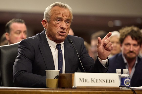 epa11860855 Robert F. Kennedy Jr., Trump?s pick to be the Secretary of Health and Human Services, testifies during his confirmation hearing in the Dirksen Senate Office Building in Washington, DC, USA ...
