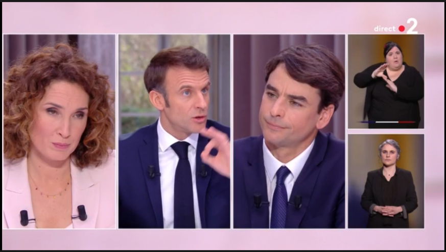 Emmanuel Macron en direct dans le 13 Heures de France 2 et TF1 au sujet de la réforme des retraites.