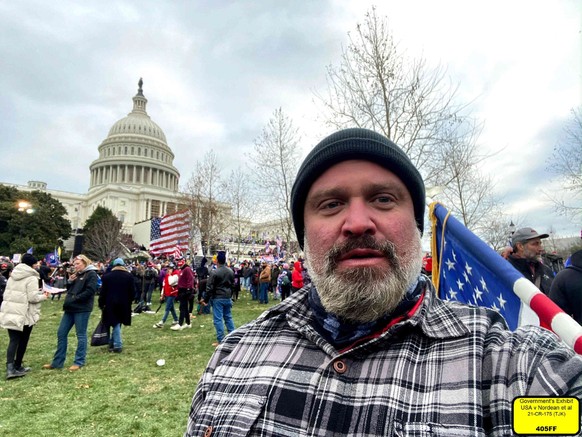 Joe Biggs outside the Capitol on Jan. 6. U.S District Court for the District of Columbia