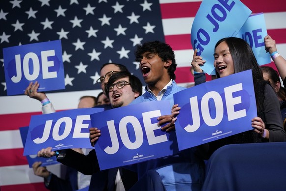 Attendees cheer as President Joe Biden speaks at the Democratic National Committee Winter Meeting, Friday, Feb. 3, 2023, in Philadelphia. (AP Photo/Patrick Semansky)