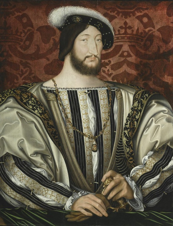 François Ier (1494-1547), roi de France. Portrait de Jean Clouet.
https://collections.louvre.fr/en/ark:/53355/cl010062204