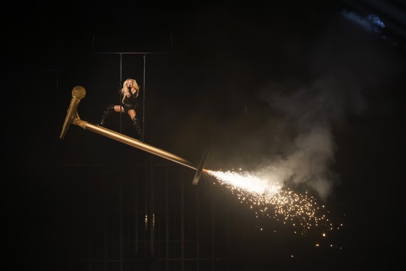 Finland&#039;s Erika Vikman performs the song &quot;Ich komme&quot; during the dress rehearsel and preview show of the second semi-final at the 69th Eurovision Song Contest in Basel, Switzerland, on W ...