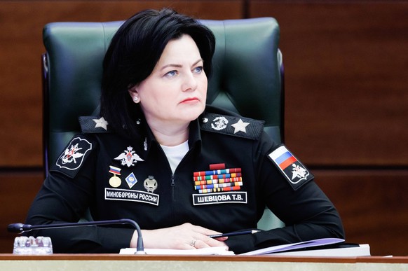 Russia: Russian Defence Ministry Board meeting RUSSIA, MOSCOW - APRIL 23, 2024: Russia s Deputy Defence Minister Tatyana Shevtsova attends a meeting of the Russian Defence Ministry Board at the Nation ...