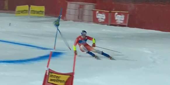 Marco Odermatt lors de son deuxième run du géant de Schladming.