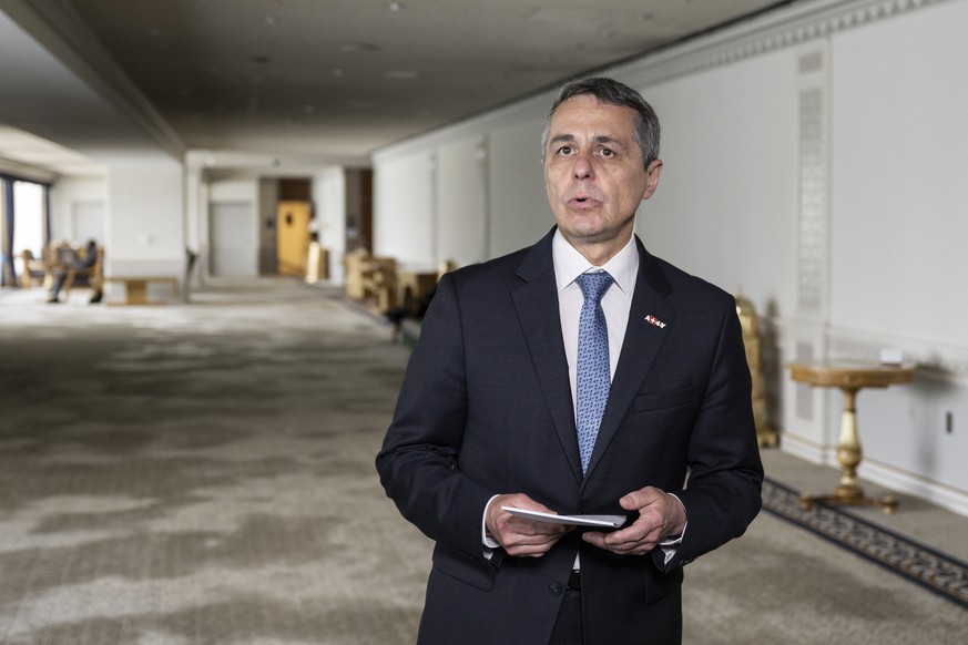 President of the Confederation and Minister of Foreign Affairs Ignazio Cassis coments on the election of Switzerland as non permanent member to the Security Council for the period 2023-2024, on Thursd ...