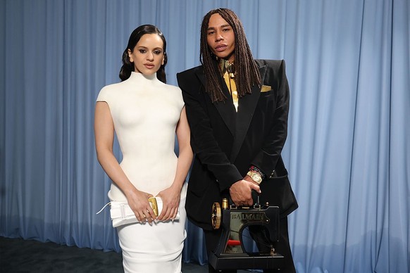 NEW YORK, NEW YORK - MAY 05: (L-R) Rosalía and Olivier Rousteing attend the 2025 Met Gala Celebrating &quot;Superfine: Tailoring Black Style&quot; at Metropolitan Museum of Art on May 05, 2025 in New  ...