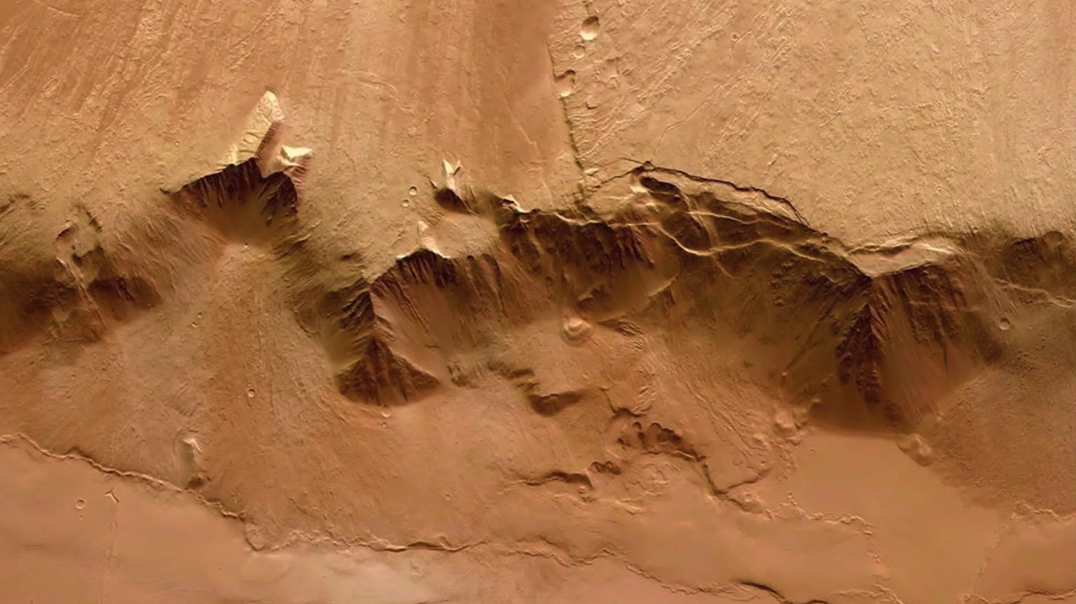 Au pied d&#039;Olympus Mons se dresse une falaise.