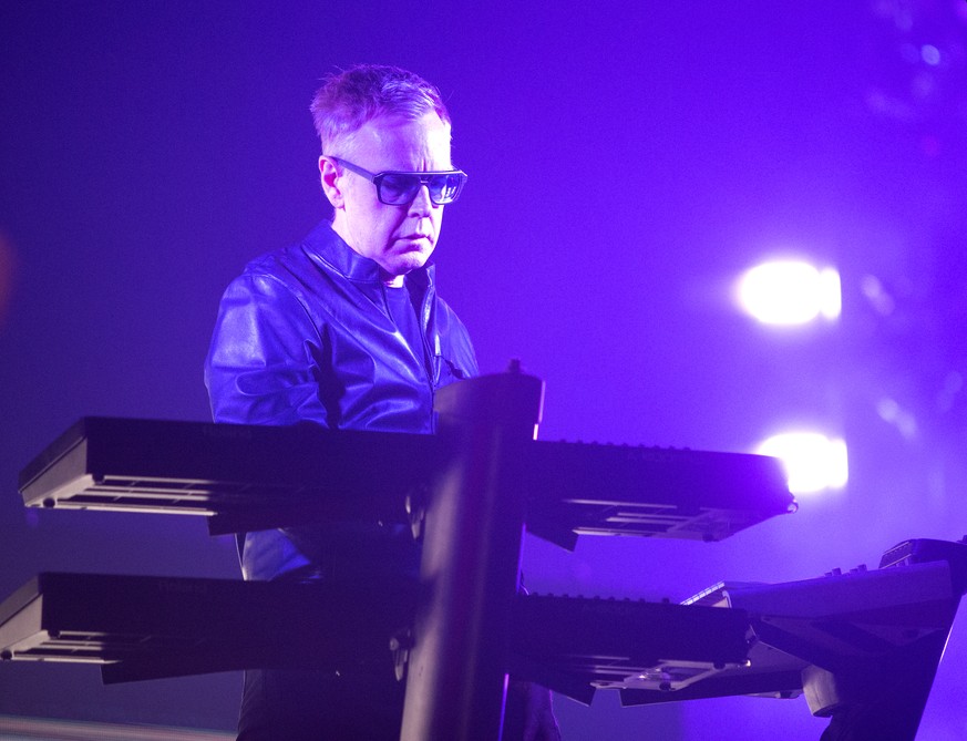 FILE - Andy Fletcher of the band Depeche Mode performs in concert during their &quot;Global Spirit Tour&quot; at the Capital One Arena, Sept. 7, 2017, in Washington, D.C. Fletcher, keyboardist for Bri ...