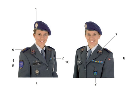 Auszug aus dem Reglement «Bekleidung und Packungen» der Schweizer Armee bezüglich Platz für Ribbons.