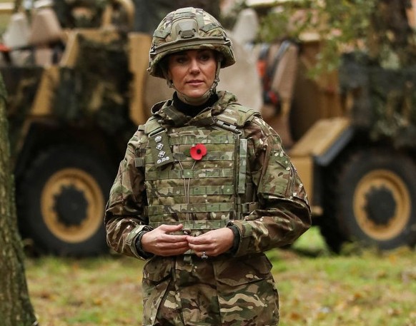 DEREHAM, ENGLAND - NOVEMBER 8: Catherine, Princess of Wales visits The Queen's Dragoon Guards Regiment for the first time as their Colonel in Chief on November 8, 2023 in Dereham, England. (Photo ...